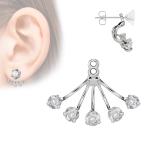 Inspiration Dezigns 5 Prong Set Round CZ Fan Add On Earring/Cartilage