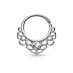 Inspiration Dezigns 16G CZ Centered Lotus Filigree Bendable Septum Rin