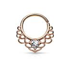 16G CZ Centered Lotus Filigree Rose Gold Bendable Septum Ring (Sold In