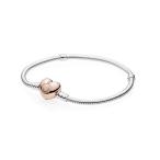 Pandora Moments Silver Bracelet with Rose Heart Clasp 58071921