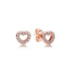 Stud Earrings Captured Hearts with Clear CZ
