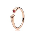 PANDORA Two Hearts Open Ring in PANDORA Rose W/ 1 Flush-Set Heart-Shap