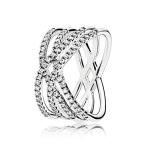 PANDORA Cosmic Lines Ring, Sterling Silver And Clear Cz, 196401CZ-60