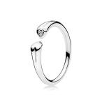 PANDORA Two Hearts Open Ring, Sterling Silver With 3 Micro Bead-Set Cl