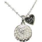 Custom Volleyball Crystal Silver Necklace Jewelry Jersey Numbers 00-99