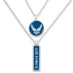 United States Air Force USAF Double Silver Chain Necklace Wife Mom Vet