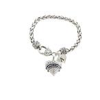 Custom Clear Crystal Matron of Honor Heart Silver Bracelet Jewelry Cho