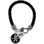 Custom Bracelet Parkinson's Awareness Black Leather MOM OR DAD charm O