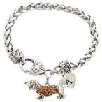 Custom Dachshund Weenie Dog Silver Bracelet Jewelry Choose Initial Fam