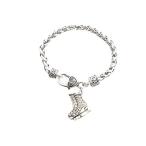 Ice Skates Clear Crystal Silver Chain Bracelet Jewelry Figure Skating
