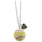 Sports Accessory Store Custom Softball Crystal Silver Necklace Jewelry