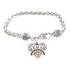 Memaw Clear Crystal Heart Silver Lobster Claw Bracelet Jewelry Family