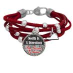 Virginia North is a Direction South is Home Red Leather Bracelet South
