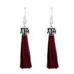 Texas A&amp;M Aggies Leather Tassel Silver Charm Earrings Jewelry Gift TAM