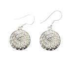 Volleyball Clear Crystal Silver Plated Earrings Jewelry Wire hook Mom