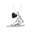 Holly Road Skier Crystal Silver Necklace Jewelry Skiing Ski Choose You