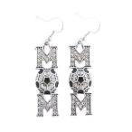 Soccer Ball Mom Clear Crystal Fashion French Hook Earrings