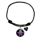 Holly Road Epilepsy Awareness Black Leather Unisex Bracelet Jewelry Ch
