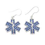 Paramedic EMS EMT Blue Crystal Fashion French Hook Earrings