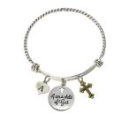 Holly Road Bracelet Custom I Am a Child of God Initial Charms Silver W