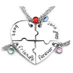 Jovivi 4pcs/Set Best Friend Forever and Ever Necklaces Heart Puzzle BB