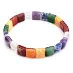 Jovivi 7 Chakra Tumbled Gemstone Facted 10mm Square Beads Stretch Brac