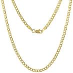 10K Yellow Gold Curb Link Chain Necklace Concaved Beveled Edges 3.1mm