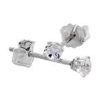 Sterling Silver Tiny Cubic Zirconia Earrings Studs 2.5 mm 4 prong 1/10