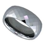 Sabrina Silver Tungsten Carbide 8 mm Faceted Dome Wedding Band Ring Fi