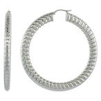 Stainless Steel Hoop Earrings 2 1/2 inch 7 mm Fat Flat tube Spiral Pat