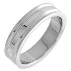 Stainless Steel 6mm Wedding Band Ring 2 Grooves High Polish, size 14