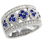 Sterling Silver Vintage Style Blue Sapphire Cubic Zirconia Cigar Band