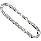 Sterling Silver Flat Mariner Link Chain Bracelet 7.2mm Nickel Free Ita