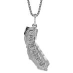 Sterling Silver State of California Map Pendant, 3/4 inch Tall