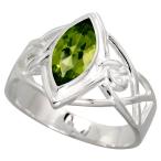 Sterling Silver Celtic Infinity Knot Ring with Natural Peridot, 1/2 in