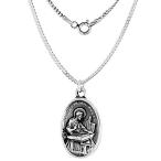 Sterling Silver St Joseph and St Dymphna Medal Oval 1 inch