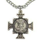 HMHReligiousMfg Quis Et Dues Saint Michael Cross 7/8 Inch Sterling Sil