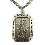 Silver Toned Base Saint Michael Patron of Paratroopers Medal Pendant,
