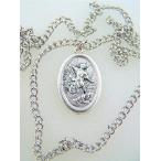 Religious Gifts Silver Tone Saint Michael with Guardian Angel Back Med