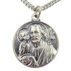 CB Silver Toned Base Patron Saint Joseph the Worker Father Medal, 7/8