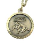 Nickel Silver Saint Christopher Wrestling Athlete Sports Medal Pendant