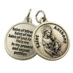 L&amp;M Silver Toned Base Patron Saint of Lost Articles St Anthony Medal,