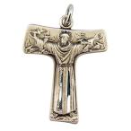 Sterling Silver Saint Francis of Asissi Tau Cross Crucifix Pendant, 1