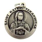 Shomali Catholic Gift 1 Inch Pewter Saint St Kateri Tekakwitha 3rd Cla