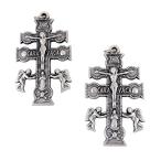 Silver Toned Base Cross of Caravaca with Angels and Skull Bones, Lot o