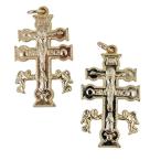 Gold Toned Base Cross of Caravaca with Angels and Skull Bones, Lot of