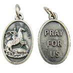 L&amp;M Silver Toned Base Patron Saint George Pray for Us Medal Pendant, 1