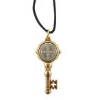 Gold Toned Base Saint St Benedict Jubilee Medal Key Pendant, 1 1/4 Inc