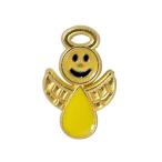 Gold Tone Yellow Enamel Happy Smiley Face Angel Lapel Pin, 7/8 Inch