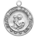 H&amp;M Saint Rita Sports Medal 15/16 Inch Sterling Silver Baseball Pendan